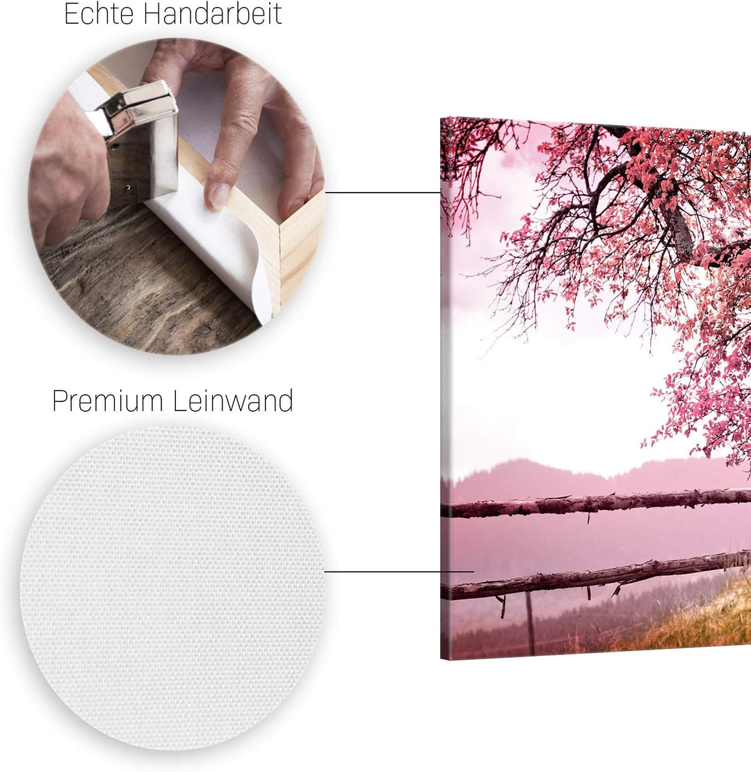 ge Bildet Bild auf Leinwand | Frühlingsbaum - Natur Baum Rosa Pink A in 120x80 cm als Wandbild XXL |
