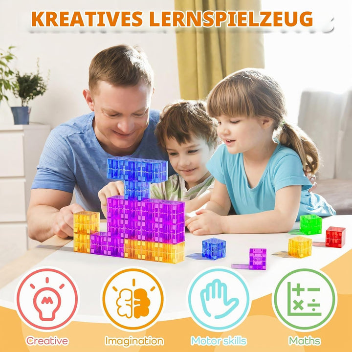 Magnetische Bausteine, Magnetische Bauwürfel für Kleinkinder von 1 bis 3 Jahren, Jungen und Mädchen,