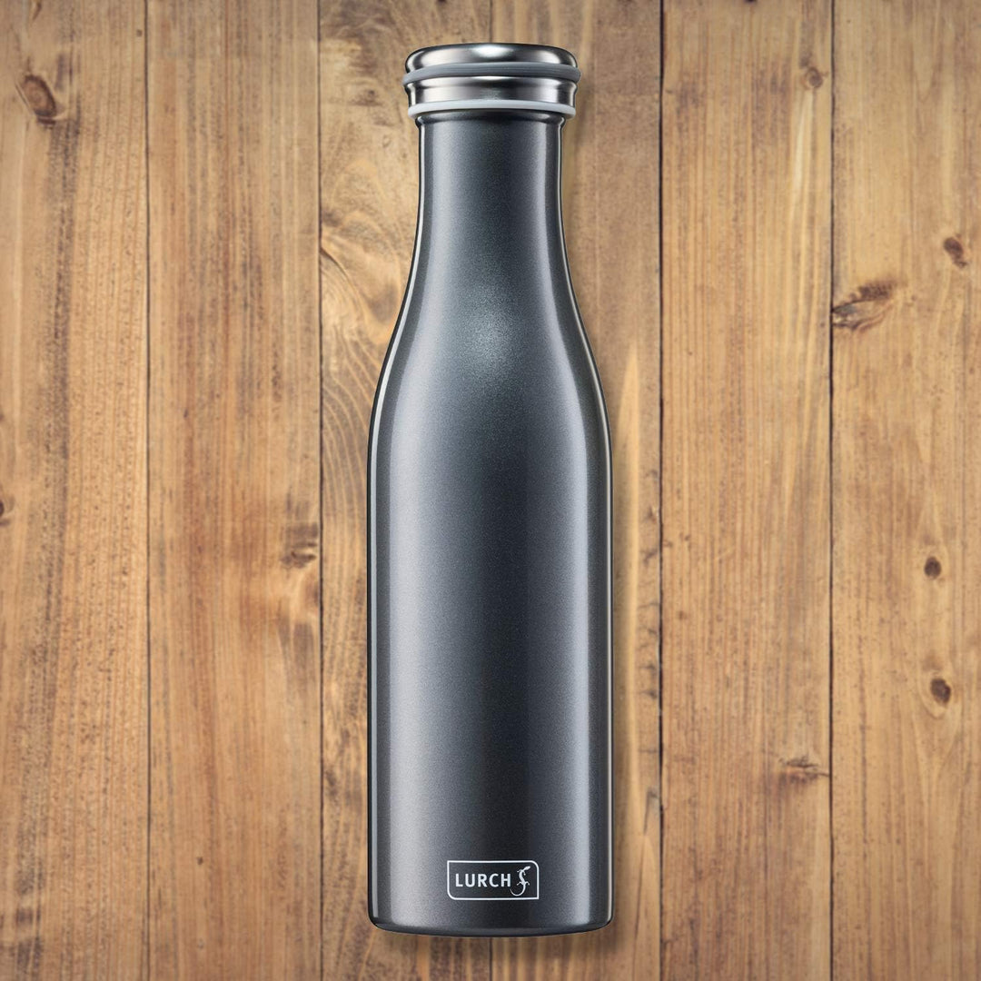 Lurch 240854 Isolierflasche/Thermoflasche für heisse und kalte Getränke aus doppelwandigem Edelstahl