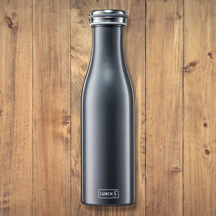 Lurch 240854 Isolierflasche/Thermoflasche für heisse und kalte Getränke aus doppelwandigem Edelstahl