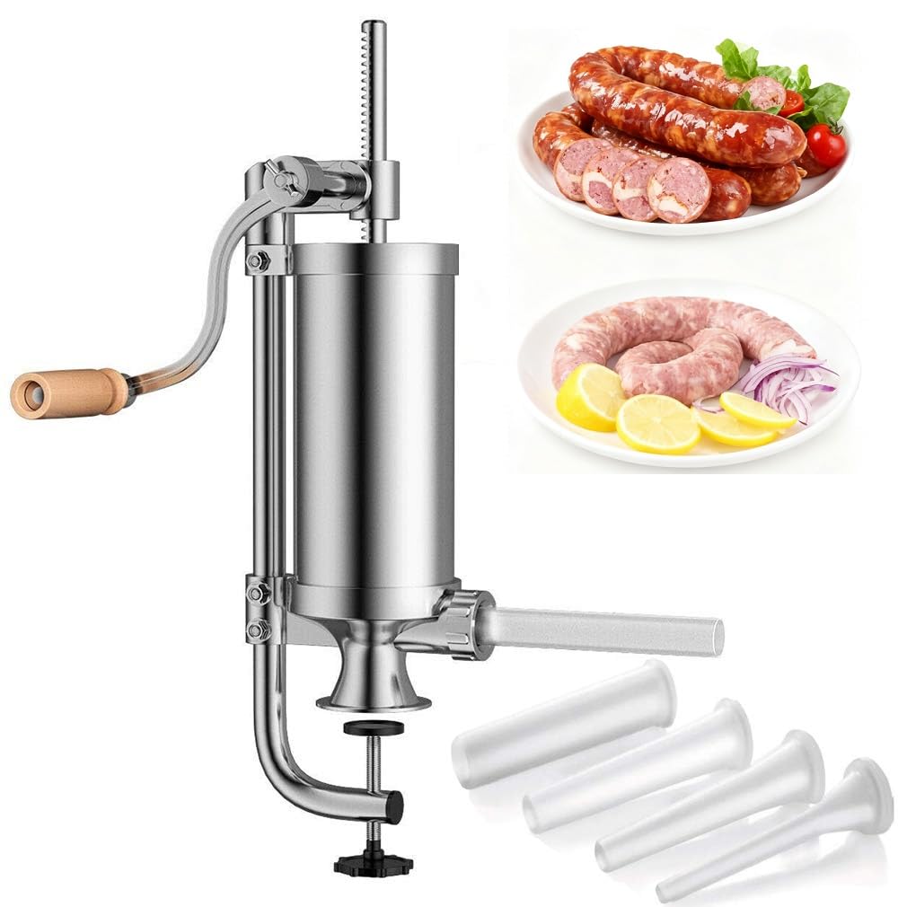 Manuell Wurstfüller, Wurstfüllmaschine Edelstahl - 2,5LBS Wurstfüller Vielseitig für Würste, Fleisch