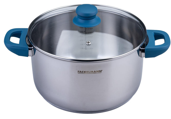 Fackelmann Kochtopf Essential Ø 24 cm aus Edelstahl – Modernes Design, ergonomische Softtouch-Griffe
