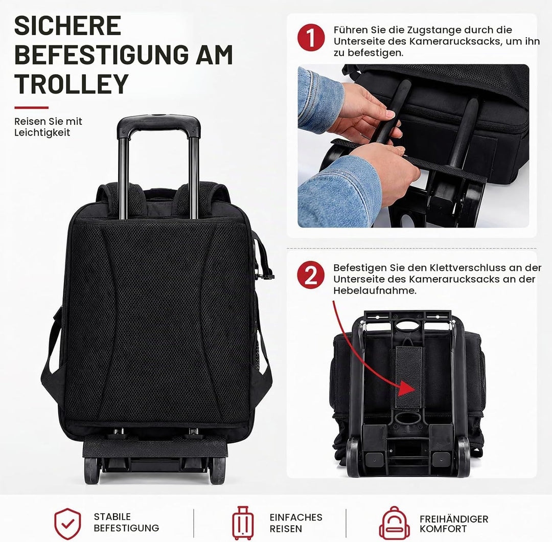 Cwatcun Kamerarucksack Camera Backpack Professioneller für spiegellose DSLR/SLR-Kamera, wasserdicht,