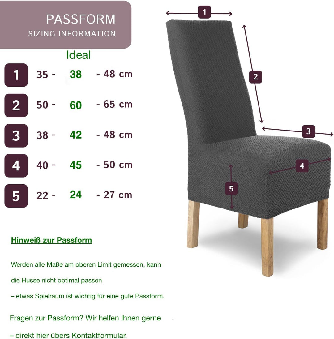 SCHEFFLER-Home Stuhlhussen Stretch Luna-Lang/Stuhlüberzug 4er Set Anthrazit/elastische Flanell Stuhl