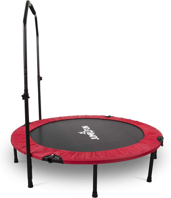 JUMP4FUN Mini-Trampolin, Fitness, faltbar, Doppel-Bar – Ø 122 cm, Rot