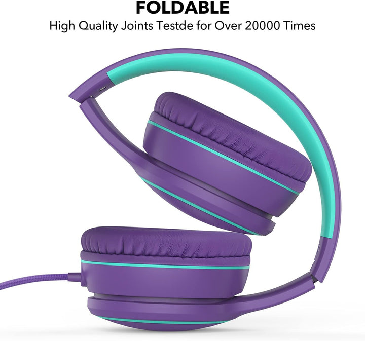 RORSOU R10 Over-Ear-Headphones mit Mikrofon, leichte faltbare Stereo-Bass-Headset mit 1,5 m nicht ve