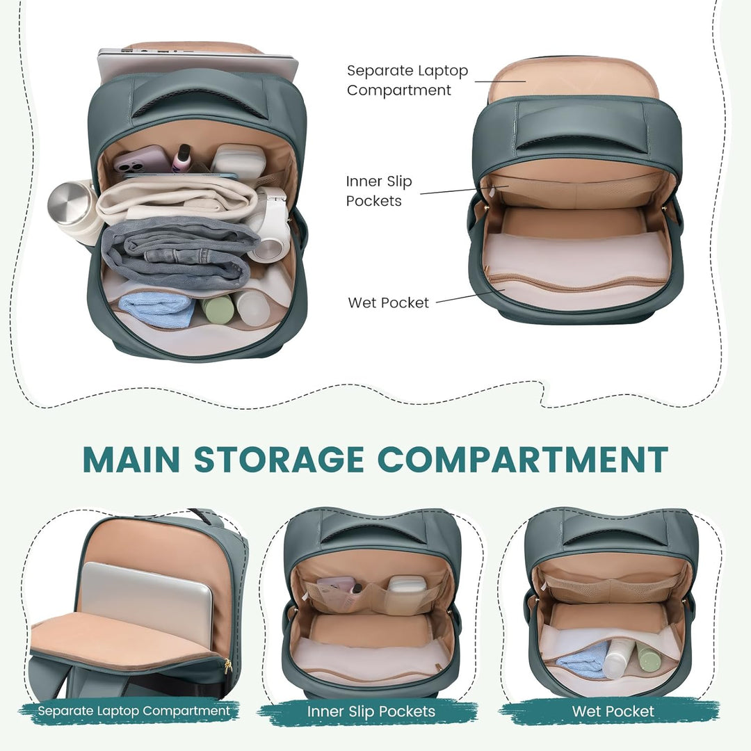 GOLF SUPAGS Lunch Rucksack Damen, 16 Zoll Laptop Rucksack Schulrucksack mit Lsoliertes Kühltasche fü