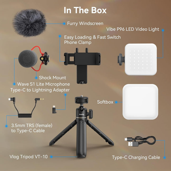 SMALLRIG VK-50 Vlogging Kit für iPhone, Content Creator Kit für YouTube und TikTok Starter, Videoauf