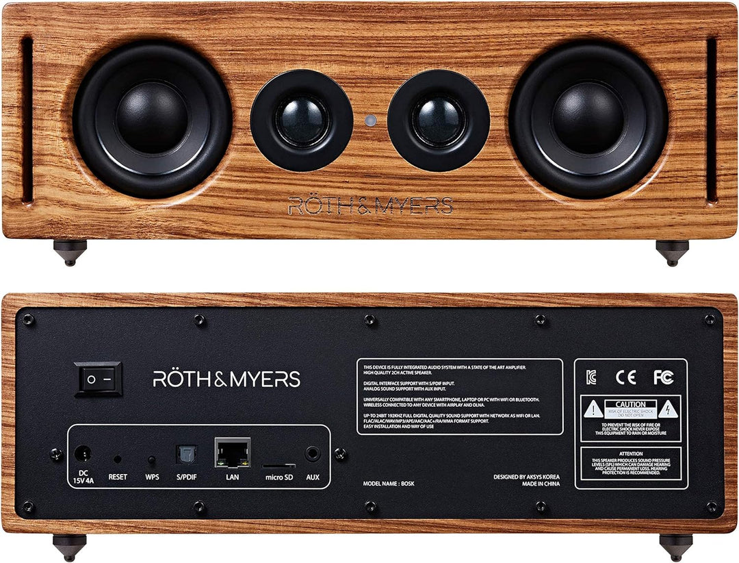 RÖTH & MYERS BOSK - Multimedia-Lautsprecher, einzigartiges Design, 100% Naturholz, integriertes Mult