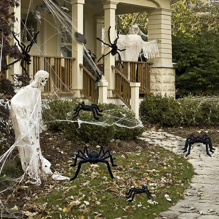 CH HAICHENG 6 Stück Halloween-Spinnen-Dekorationen, riesige haarige Spinnen, Halloween-Dekorationen,