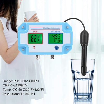 Wasserqualitätsprüfgerät, pH- / Redox- / Temperaturüberwachung mit Sonde, 1: 3-Digital-LCD-Multipara