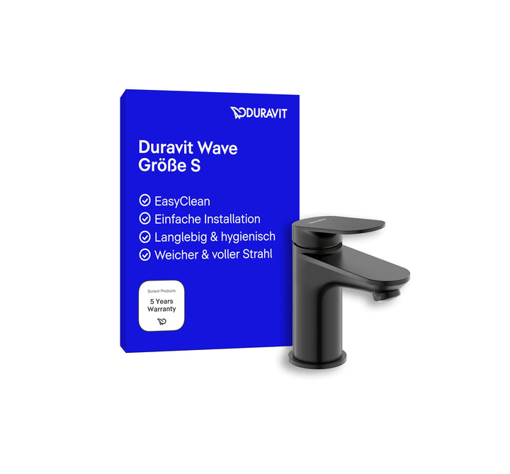 Duravit Wave Waschtischarmatur, Grösse S (Auslauf Höhe 77 mm), Wasserhahn Bad, Armatur Waschbecken,