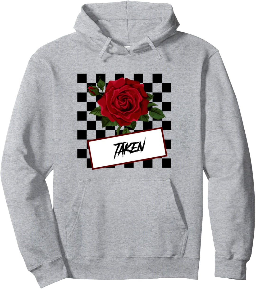 Schachbrett mit Rosenmotiv Pullover Hoodie