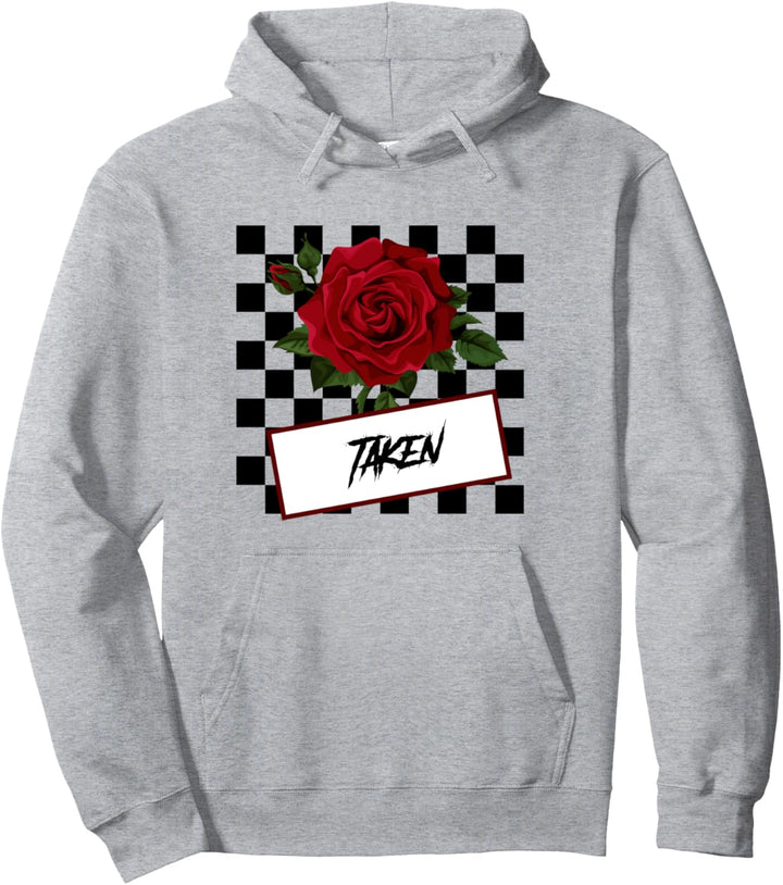 Schachbrett mit Rosenmotiv Pullover Hoodie