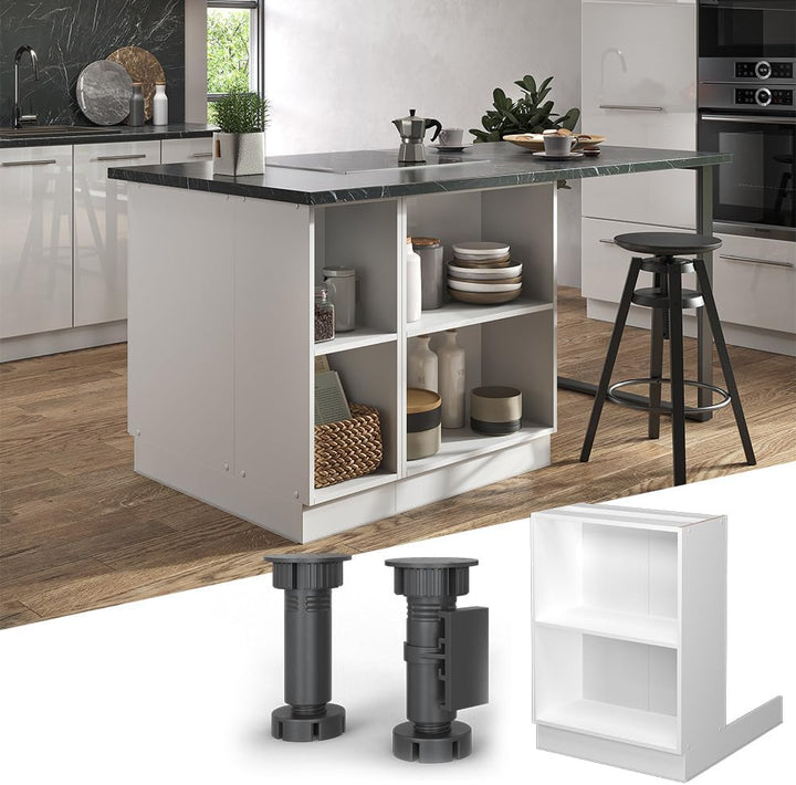 Vicco Kücheninsel Fame-Line, Weiss/Weiss, 60 cm ohne Arbeitsplatte Weiss Regalinselunterschrank 60 c