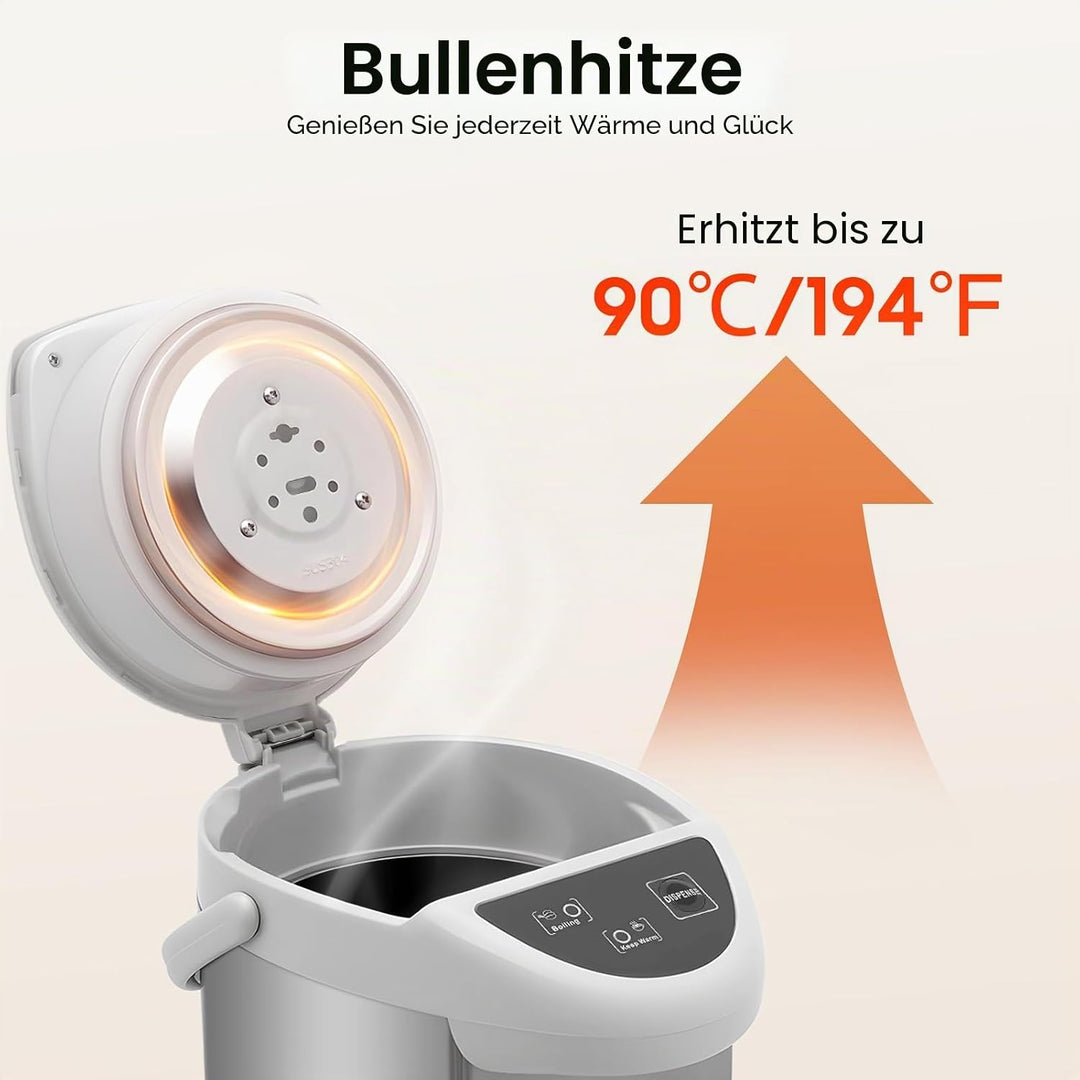 Elektrische Thermokanne 4 Liter Wasserspender Heisswasserspender Wasserkocher Teekanne 750 W Edelsta