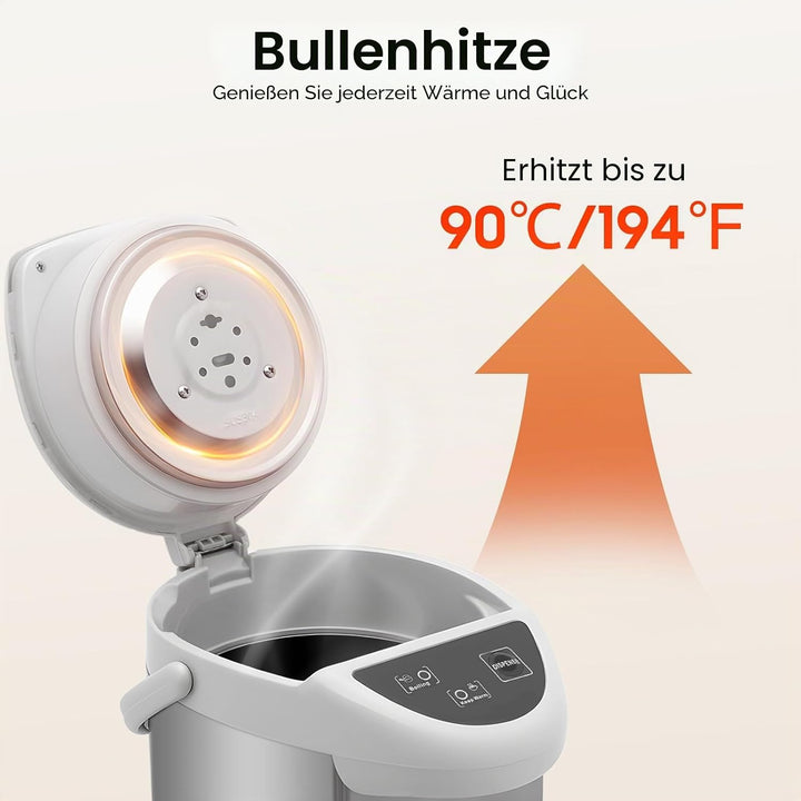 Elektrische Thermokanne 4 Liter Wasserspender Heisswasserspender Wasserkocher Teekanne 750 W Edelsta