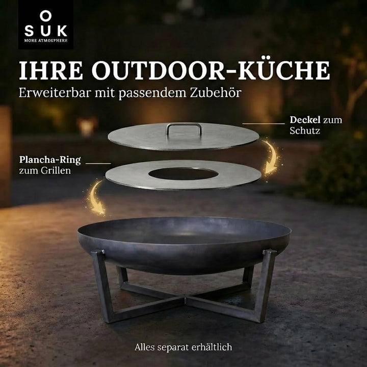 SOUK ONE Feuerschalen, Feuerschale Ø 60 cm - Feuerstelle für den Garten, Funkenschutz, Terrasse und