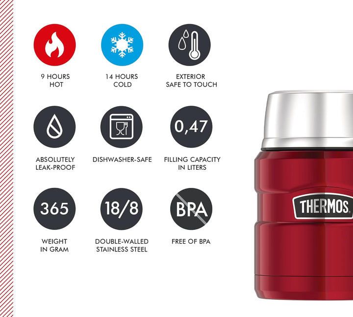 THERMOS Thermobehälter für Essen groÃŸ Lunchpot Stainless King, SpeisegefäÃŸ, Suppen, Müsli, 4001.24