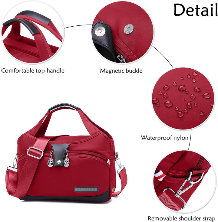 DIRRONA Damen Umhängetasche Multi Pocket Crossbody Bag Schultertaschen Leicht Handtasche Waterproof