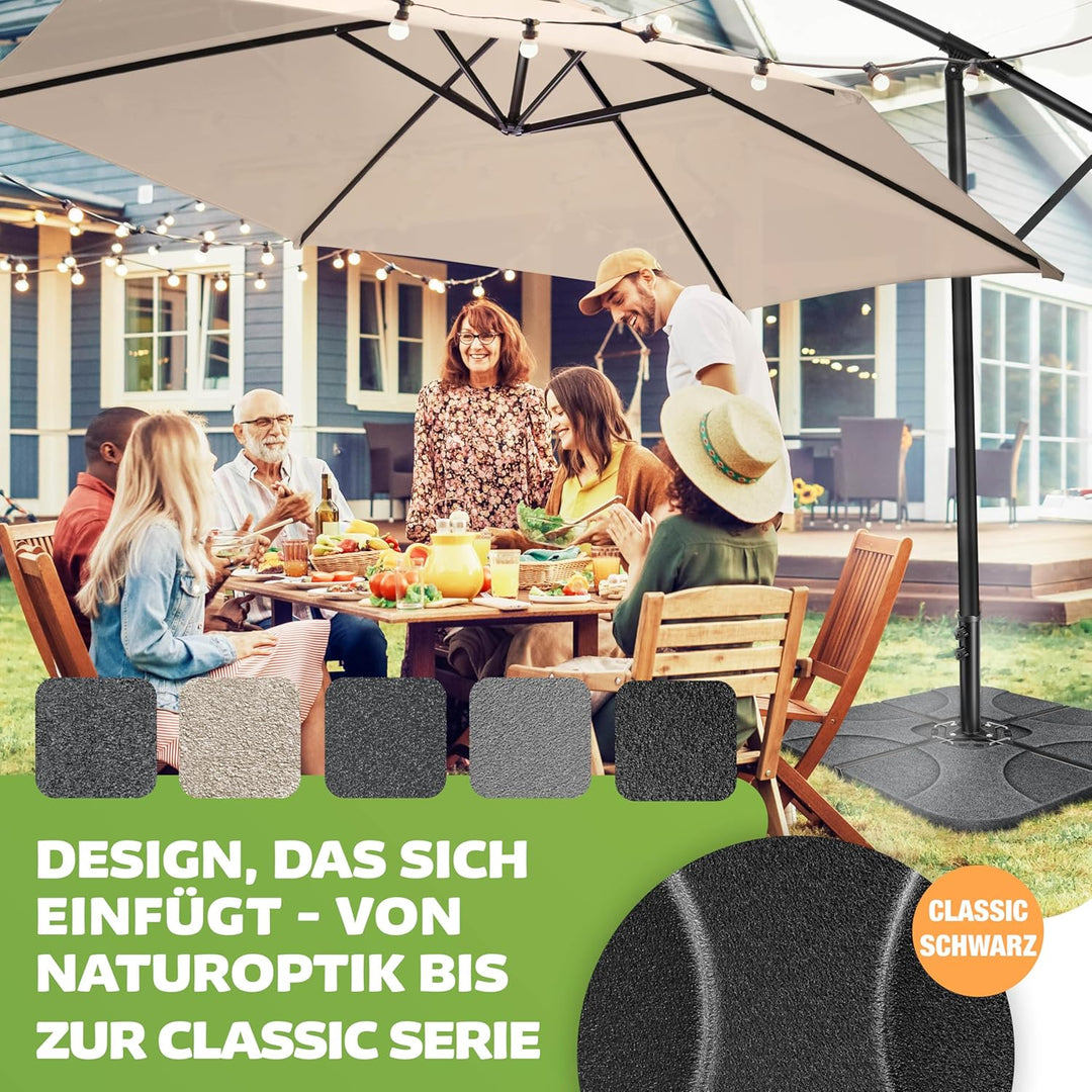 KESSER® Sonnenschirmständer 4-teilig Schirmgewicht Schirmständer für Ampelschirm Bodenkreuz 60 Liter