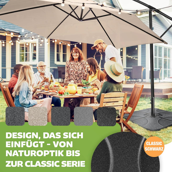 KESSER® Sonnenschirmständer 4-teilig Schirmgewicht Schirmständer für Ampelschirm Bodenkreuz 60 Liter