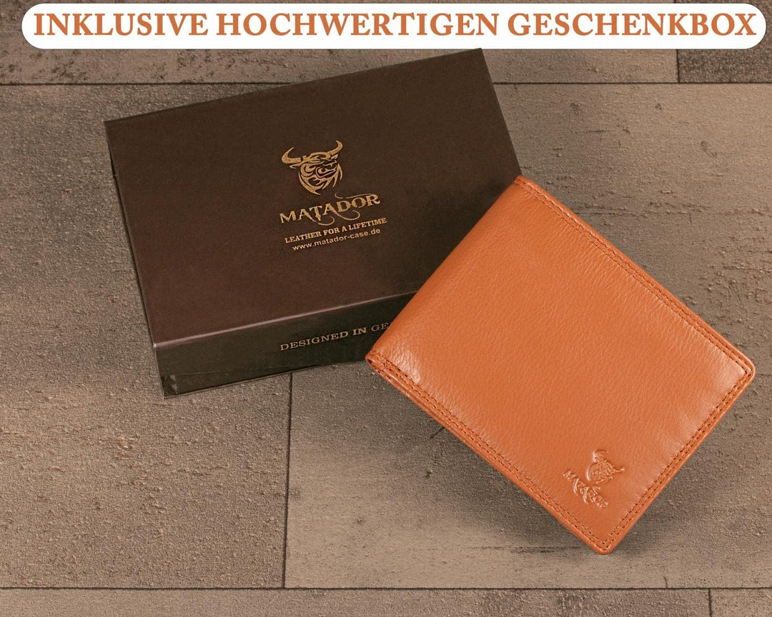 MATADOR Hochwertige Geldbörse Männer – Geldbeutel Männer Leder TÜV Geprüfter RFID Schutz | Geldbeute