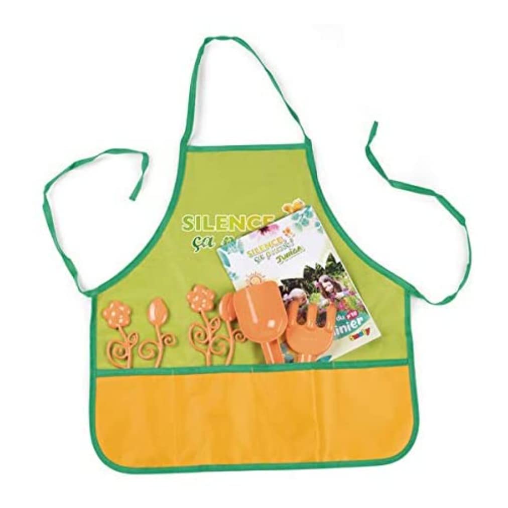 Smoby - Silence ça Pousse – Gartenschürze für Kinder – integrierte Taschen – Rechen + Schaufel – ab
