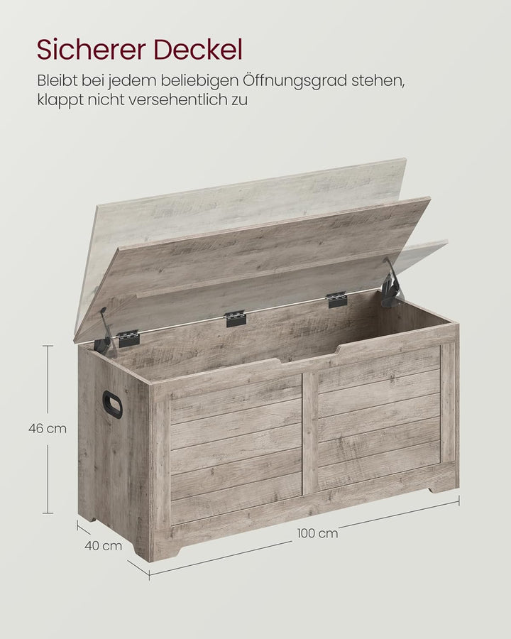 VASAGLE Schuhbank, Sitzbank mit Stauraum, Sitztruhe mit 2 Sicherheitsscharnieren, Aufbewahrungsschra