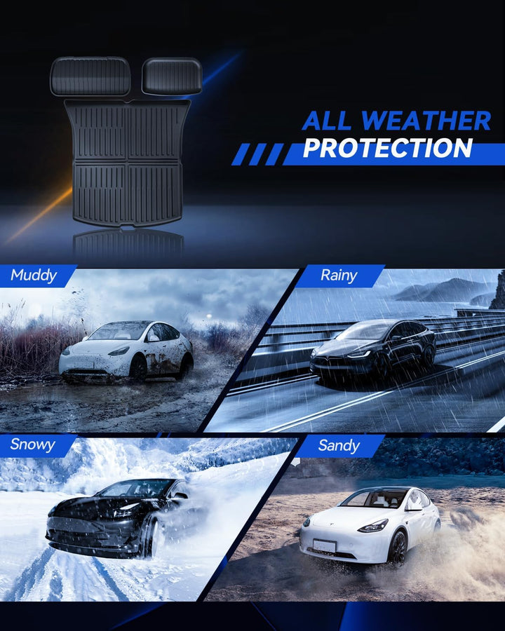Kofferraummatte 3 Pcs für Tesla Model Y 2025-2026 Premium/Performance Allwetter TPE Schutzmatte, Hin