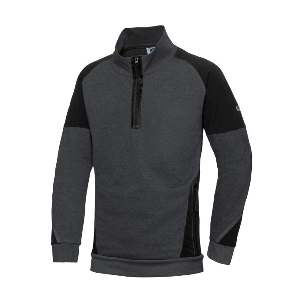 BP 1828-293-5632-S Herren-Sweatshirt mit halbem Reissverschluss, Lange Ärmel, hoher Kragen mit Reiss