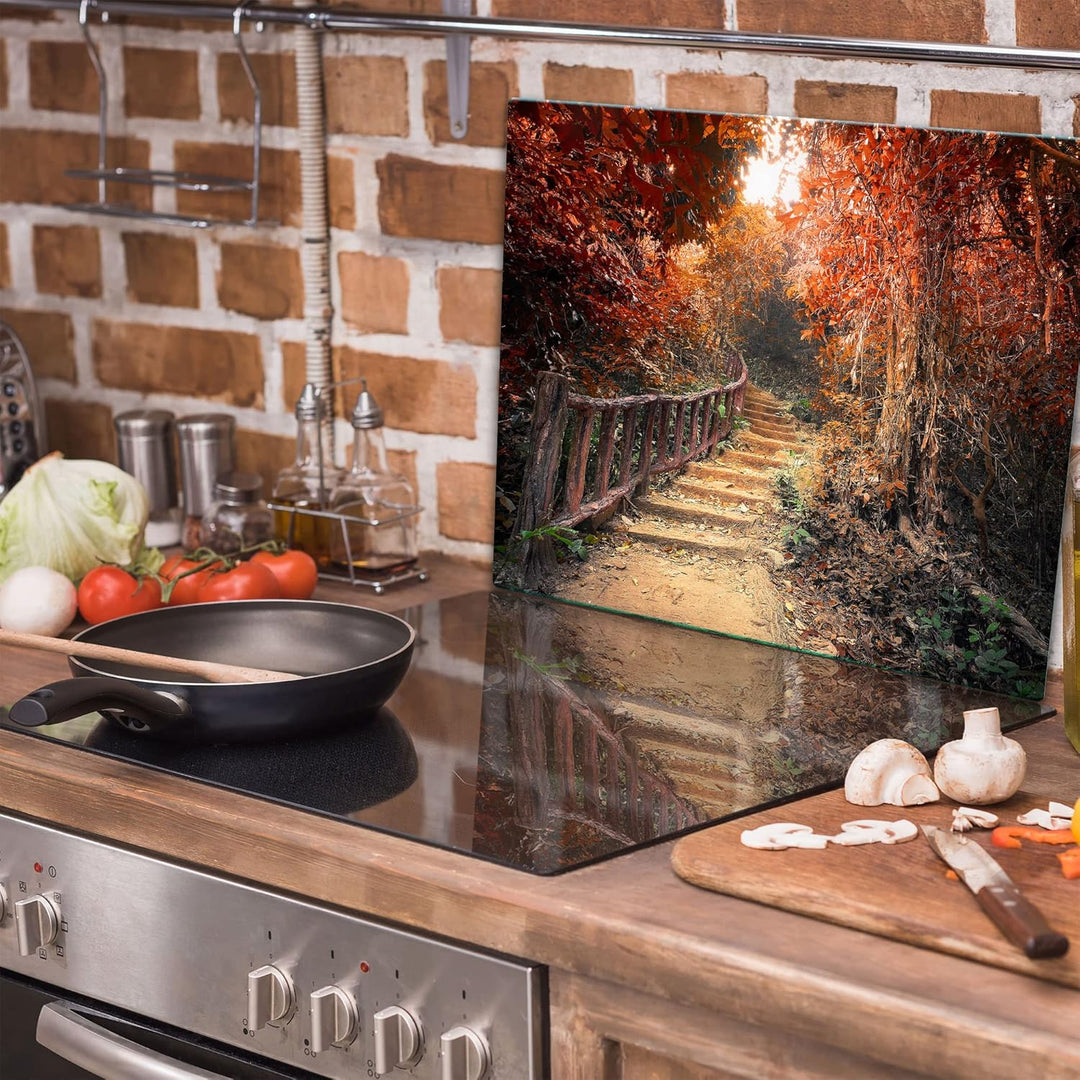 TMK ArtDeko Herdabdeckplatte 1 Teilig 60x52 cm - Spritzschutz Herdabdeckung – Herdschutz aus Sicherh