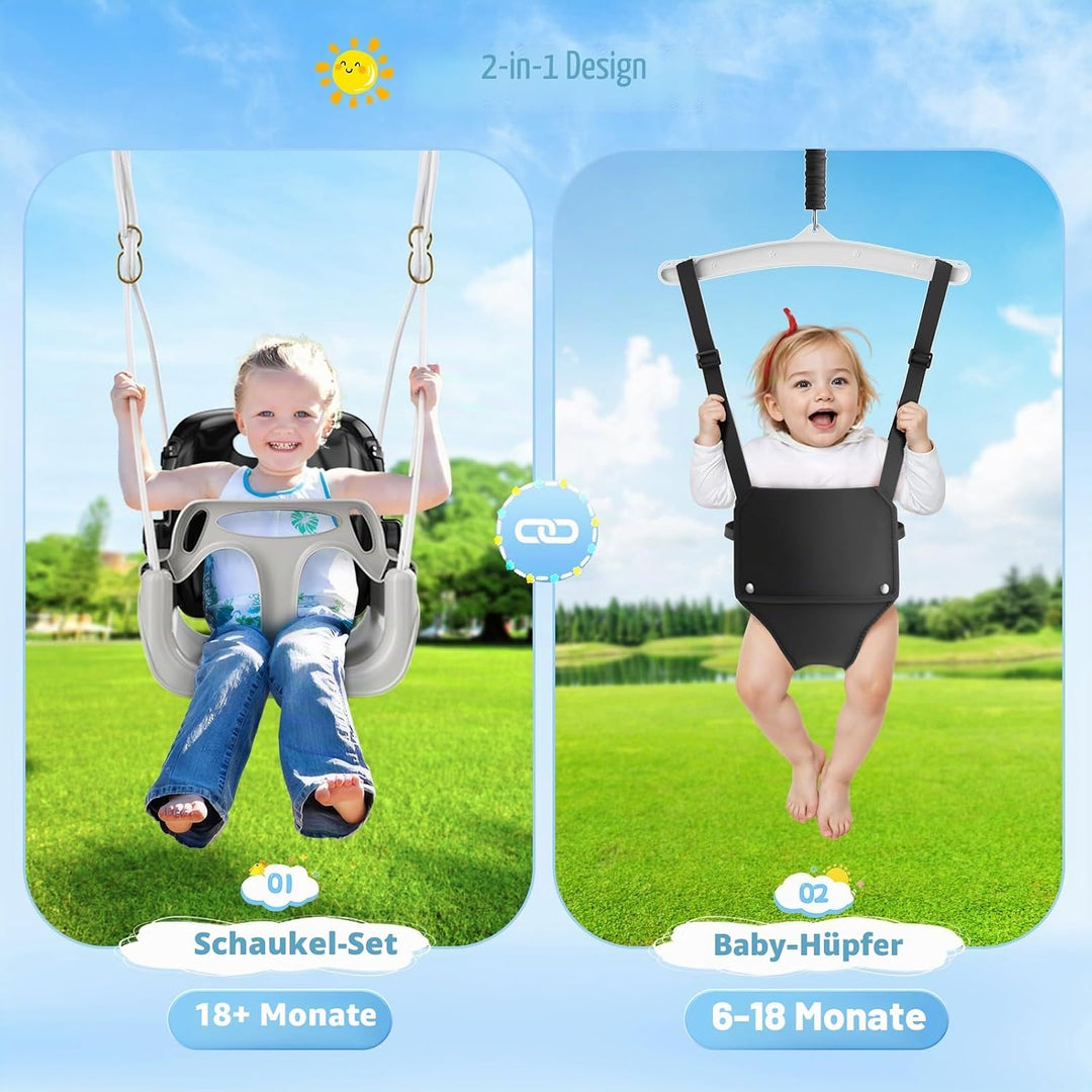Babyschaukel mit Gestell 2-in-1, Kinderschaukel mit Metallständer Schaukelgestell, Sicherheitsgurt S