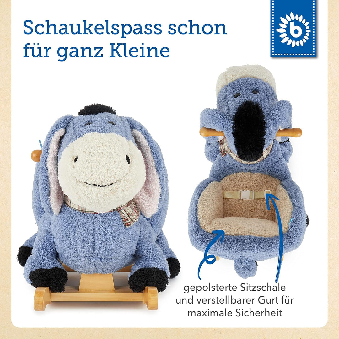 Bieco Plüsch Schaukeltier Esel | Kinder Schaukelstuhl mit Sicherheitsgurt | | Schaukel Kleinkind | Z