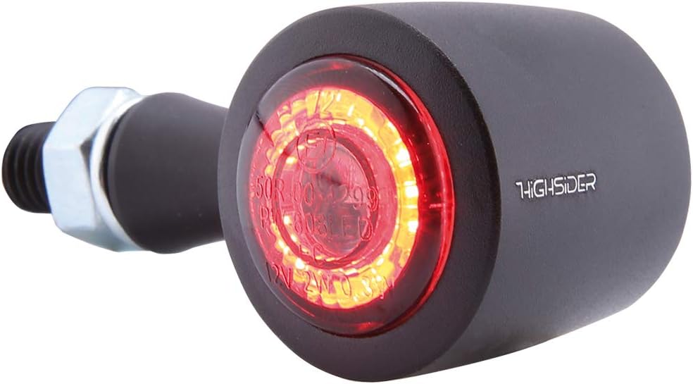 HIGHSIDER Enterprise-EP1 3in1 Motorrad LED Rücklicht/Bremslicht/Blinker, E-geprüft (2er-Pack) (Schwa