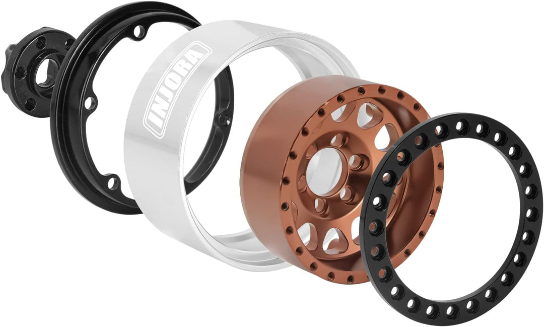 INJORA 1.9 Beadlock Rad Deep Dish Negative Offset 10.4mm CNC Aluminium Felge für 1/10 RC Crawler Aut