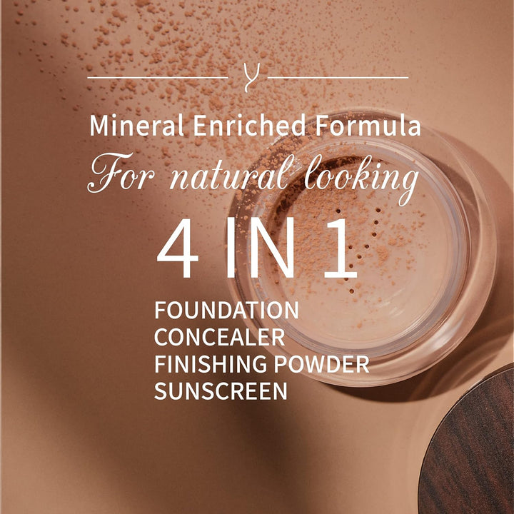 Veganes Mineralpuder – Fixierendes Make-up-Pulver, 4-in-1, multifunktional, vollständige Abdeckung,
