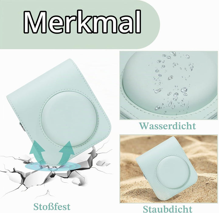 Aenllosi PU Leder Tasche Schutzhülle für Fujifilm Instax Mini 12/Mini 11 Sofortbildkamera Reisetasch