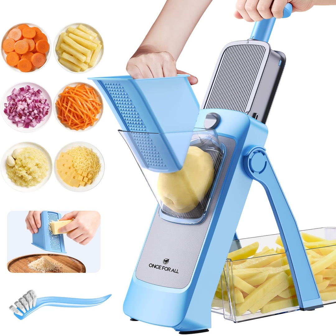 ONCE FOR ALL Gemüseschneider mit Auffangbecken, Gemüsehobel ideal als Pommesschneider & Kartoffelsch