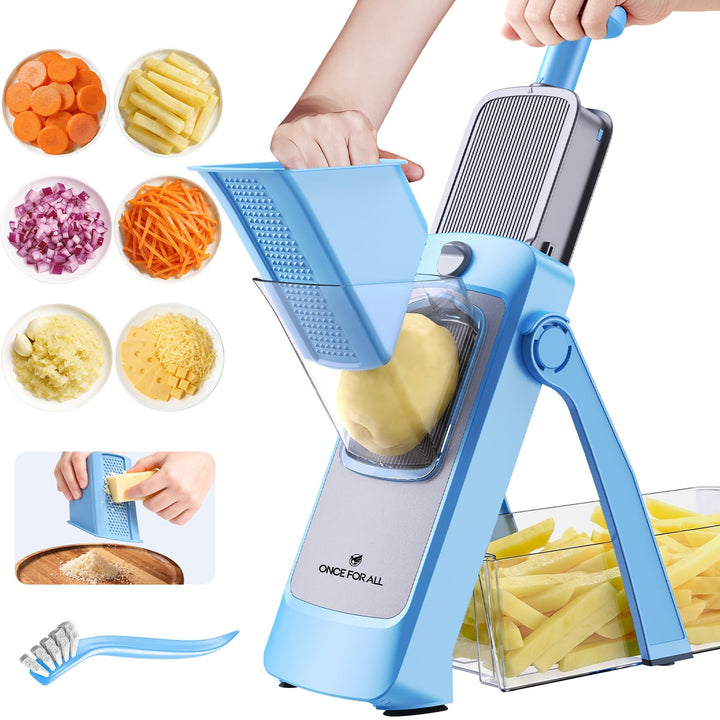 ONCE FOR ALL Gemüseschneider mit Auffangbecken, Gemüsehobel ideal als Pommesschneider & Kartoffelsch