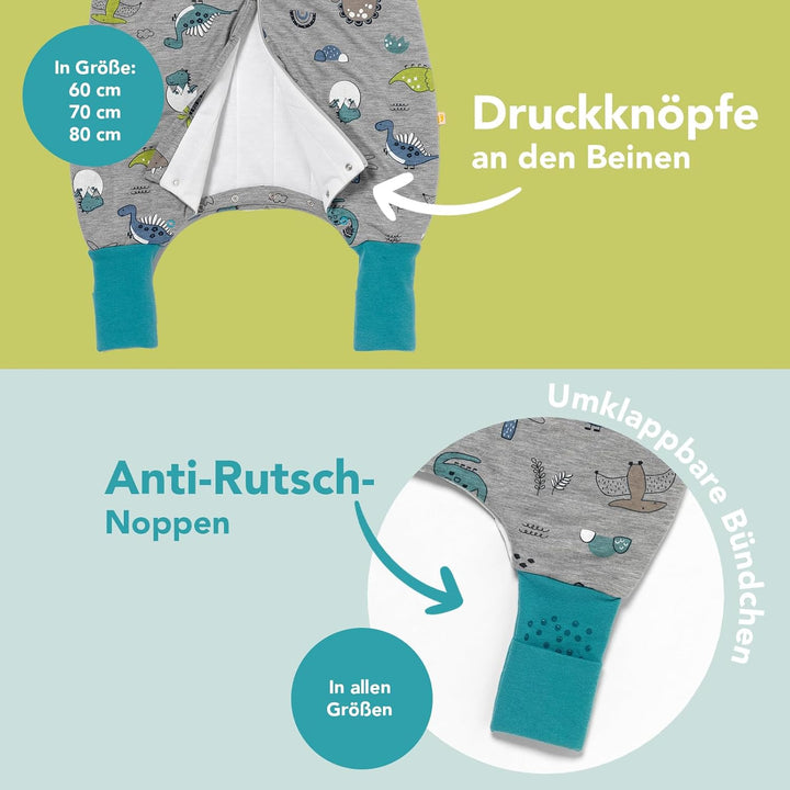 schlummersack Baby Schlafsack mit Füssen Sommer 1 Tog dünn | Schlafsack mit Beinen und verlängerten