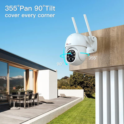 Ctronics PTZ Überwachungskamera Aussen, 1080P Kabellose IP WLAN Digitaler Zoom Outdoor Dome Kamera m