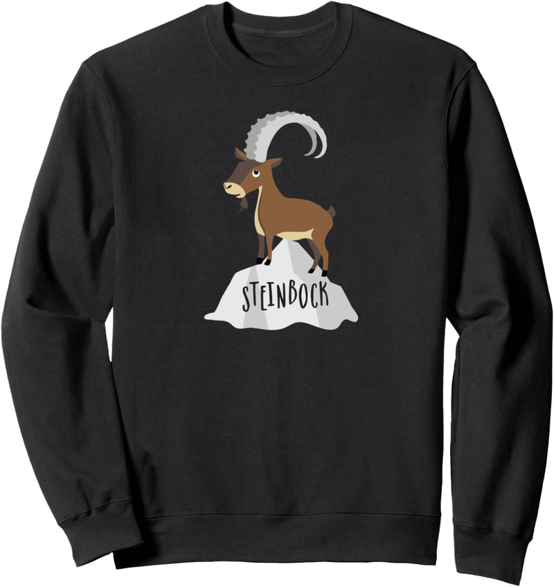 Lustiger Steinbock auf Felsen Berge Natur Gipfel Abenteuer Sweatshirt