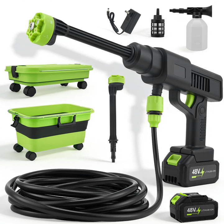 Akku Hochdruckreiniger,Mobiler Hochdruckreiniger mit 4.0Ah Batterie, highsam Pressure Washer 10-Gang
