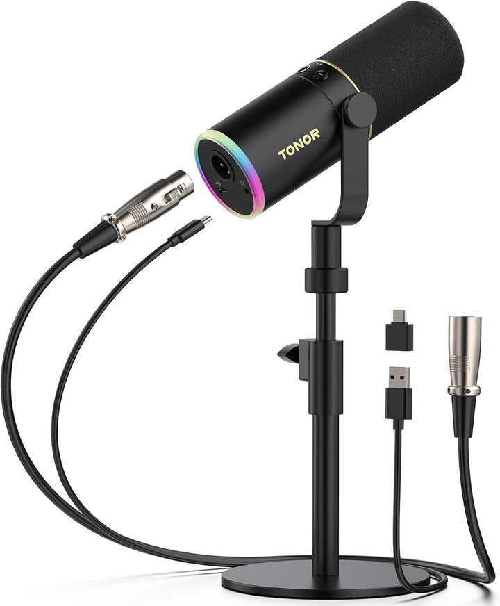 TONOR Dynamisches Microphone mit XLR/USB Kabel, Mikro PC, Vocal Mic Gesangsmikrofon für Streaming, G