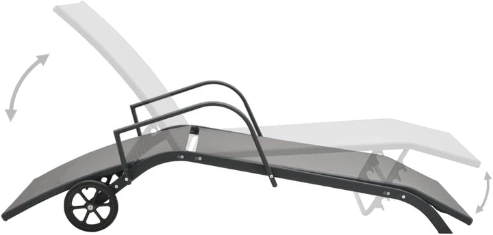 vidaXL Sonnenliege mit 2 Rädern Gartenliege Relaxliege Gartenmöbel Liege Liegestuhl Strandliege Frei