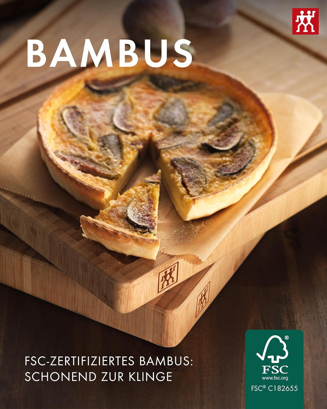 ZWILLING Schneidbrett aus massiven Bambusholz mit Saftrille, beidseitig nutzbar, mittel, 36 x 26 cm