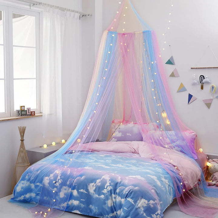 Moskitonetz Bett, Himmelbett Vorhänge, Betthimmel Mädchen, Regenbogen Baldachin für Doppel- und Einz