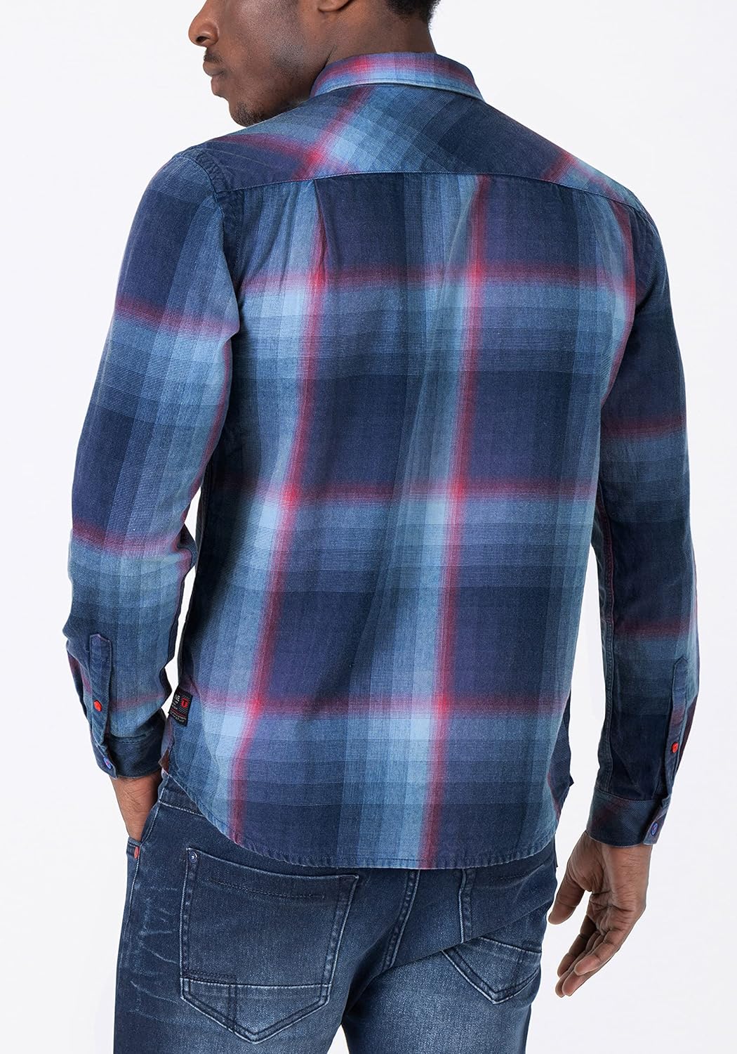 Timezone Herren Effect Weave Check Shirt Hemd S Iregular Blue Check, S Iregular Blue Check