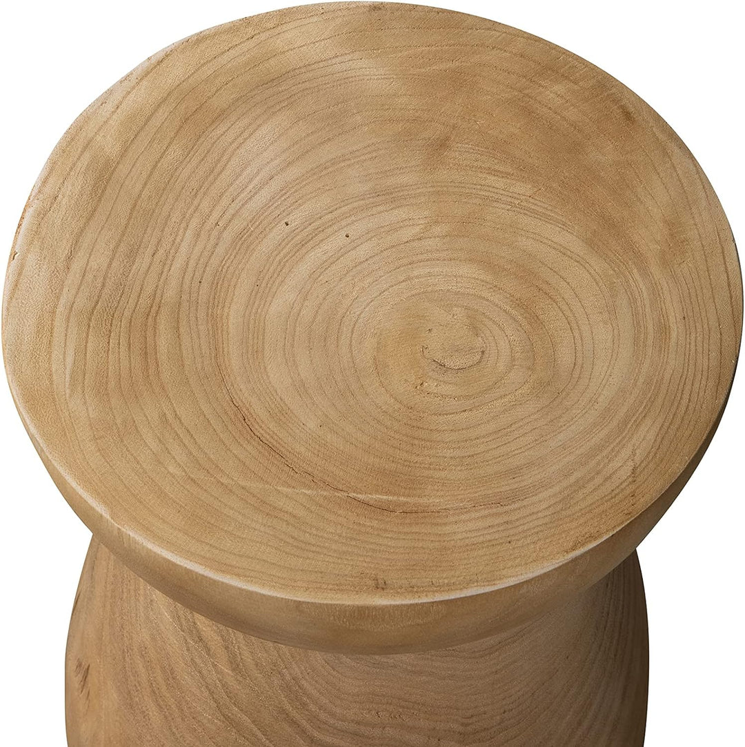 WOOOD Bink Hocker Rund - Natürliches Paulownia-Holz Langlebig Sitzhocker Planzentisch Couchtisch 2er